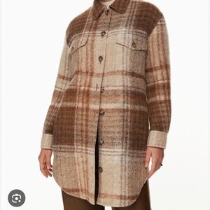 Ganni Checkered Utility Jacket in Brown and Cream